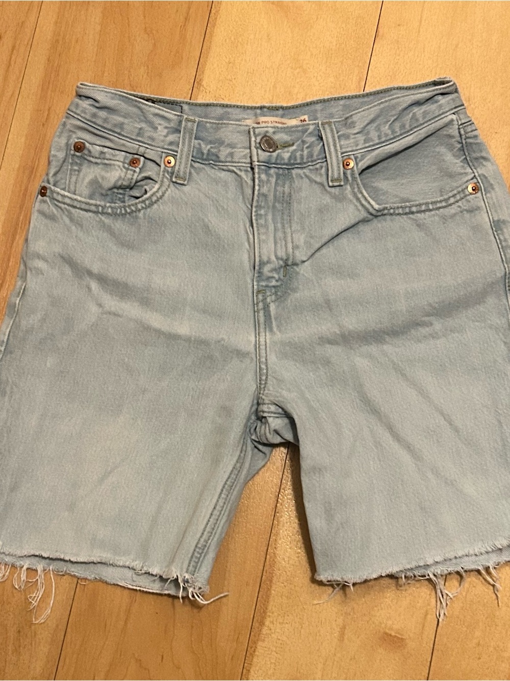 Levi's Light Blue Cutoff Denim Bermuda Shorts size 26”